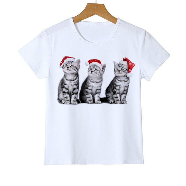 Christmas Dog Cat Design Winter Boy T Shirt Long Sleeve t-shirt Print Children's Cartoon Kids Boys Girls Childrens Clothes O-44