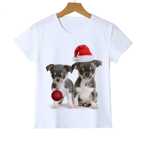 Christmas Dog Cat Design Winter Boy T Shirt Long Sleeve t-shirt Print Children's Cartoon Kids Boys Girls Childrens Clothes O-44