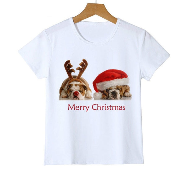 Christmas Dog Cat Design Winter Boy T Shirt Long Sleeve t-shirt Print Children's Cartoon Kids Boys Girls Childrens Clothes O-44