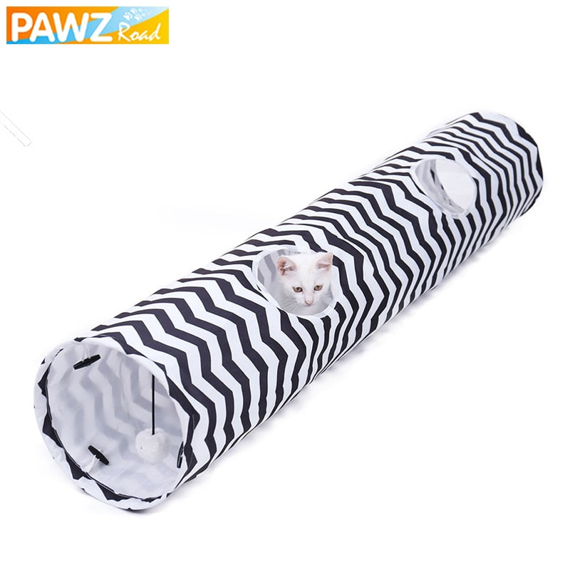 Pet Cat Tunnels 2 Holes Cat Play Tubes With Ball Collapsible Crinkle Kitten Dog Toys Puppy Rabbit Play Cat Tunnel Tubes Cat Toys