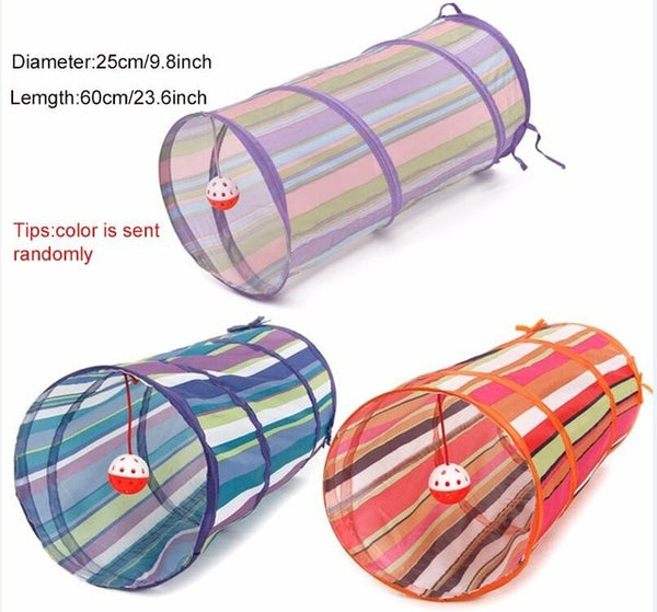 Pet Cat Tunnels 2 Holes Cat Play Tubes With Ball Collapsible Crinkle Kitten Dog Toys Puppy Rabbit Play Cat Tunnel Tubes Cat Toys