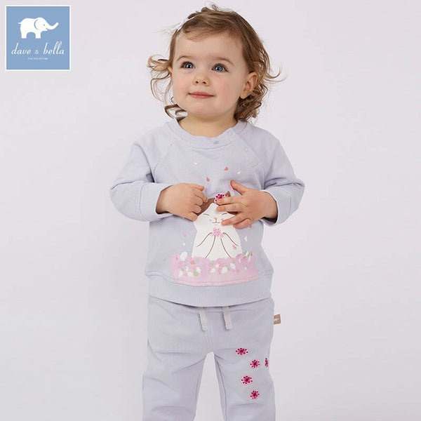 dave bella spring baby girls clothing sets kids light blue cat suit children toddler outfits high quality clothes