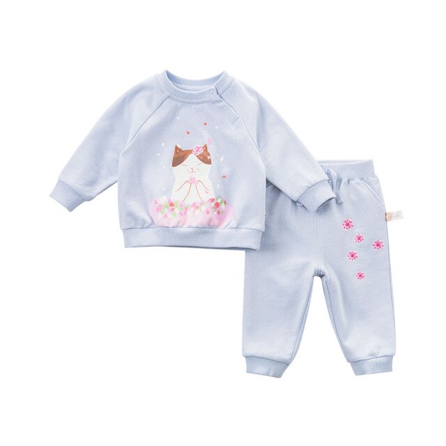 dave bella spring baby girls clothing sets kids light blue cat suit children toddler outfits high quality clothes