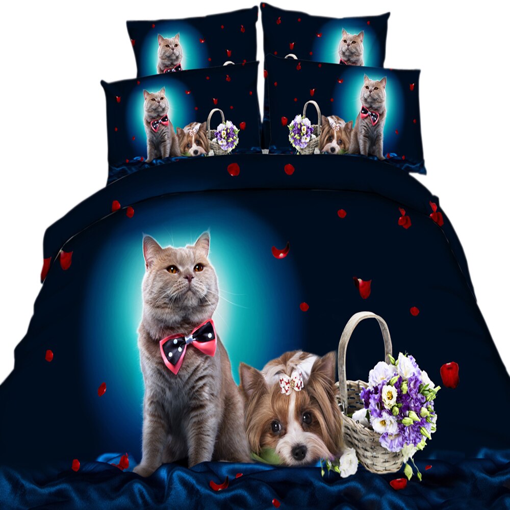 yeeKin 3d Bedding Sets Cat Cute Bed Set Flower Bed Clothes Cotton Fashion Bed Cover/Bed Sets 3/4pcs Twin/Queen/King/Full Size