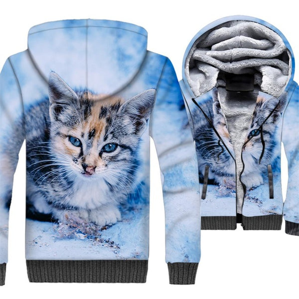 men jackets coats cute cat 3D print hoodies 2019 winter wam wool liner brand jackets fashion male thick zipper hip-hop clothes